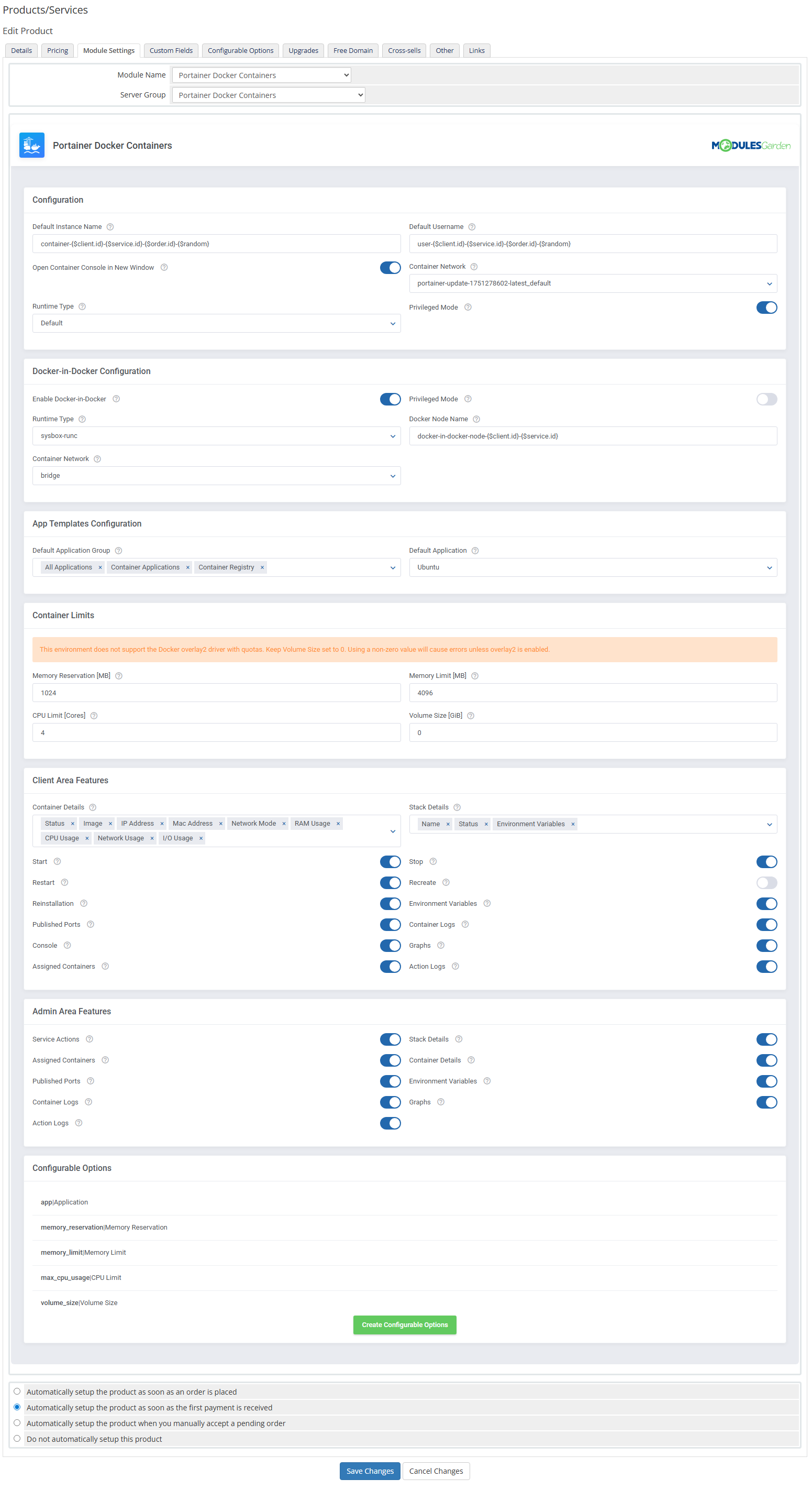 Portainer Docker Containers For WHMCS: Module Screenshot 31