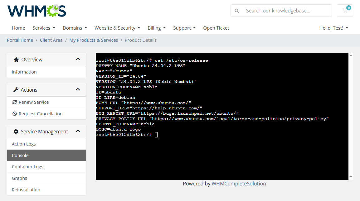 Portainer Docker Containers For WHMCS: Module Screenshot 4