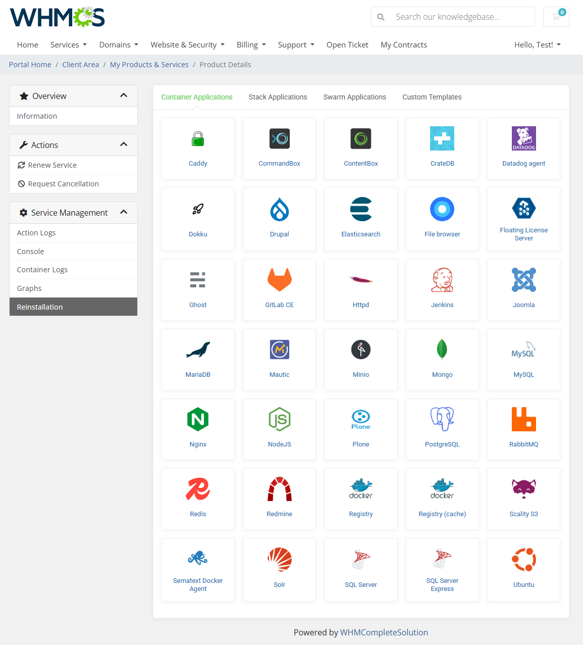 Portainer Docker Containers For WHMCS: Module Screenshot 7
