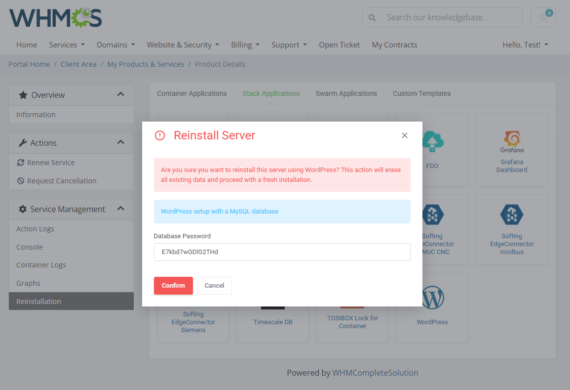 Portainer Docker Containers For WHMCS: Module Screenshot 10