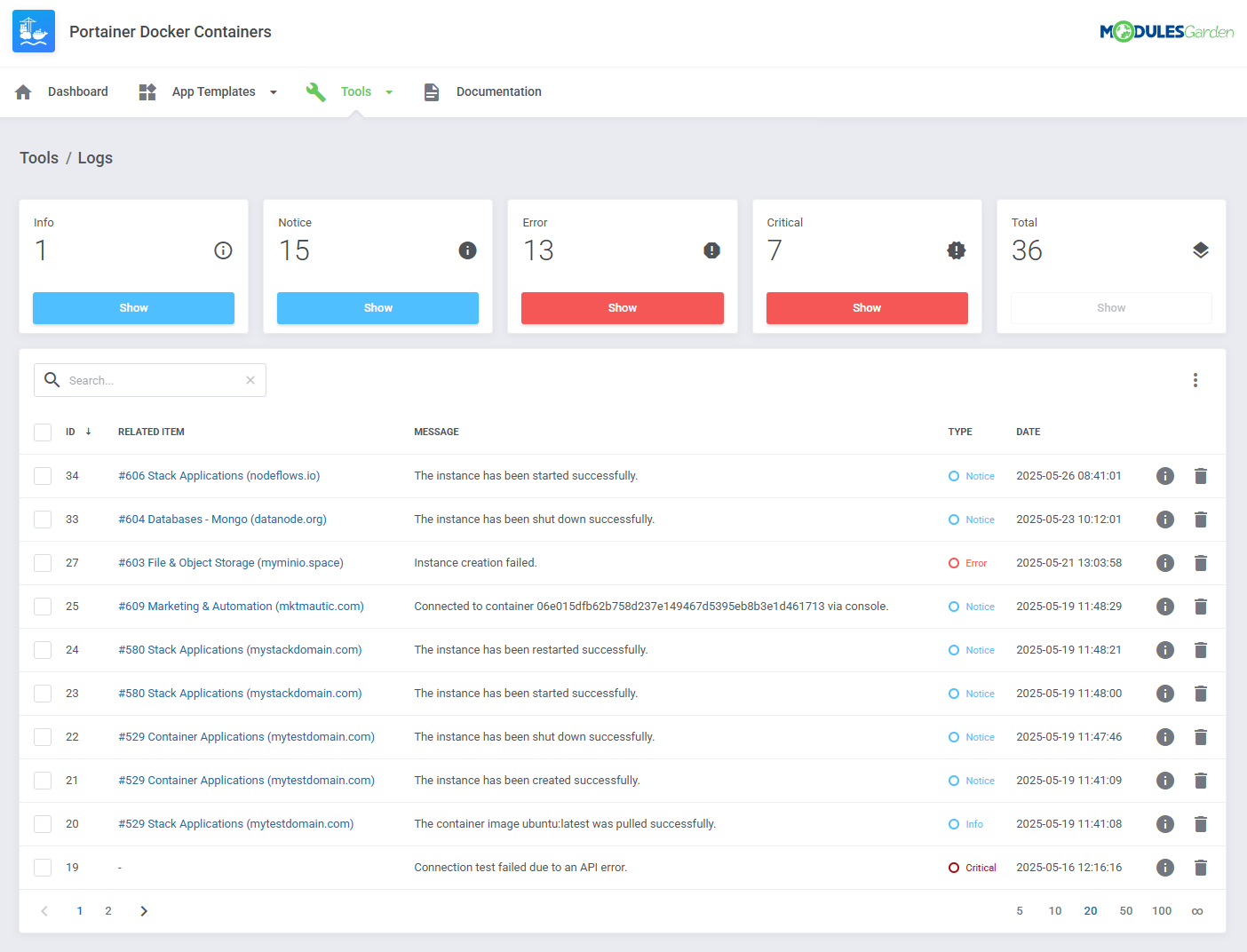 Portainer Docker Containers For WHMCS: Module Screenshot 29