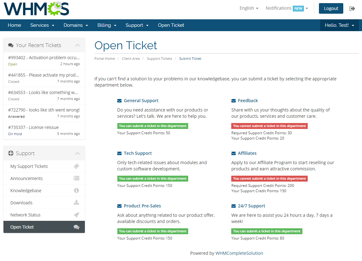 Premium Support Tickets For WHMCS: Screen 2