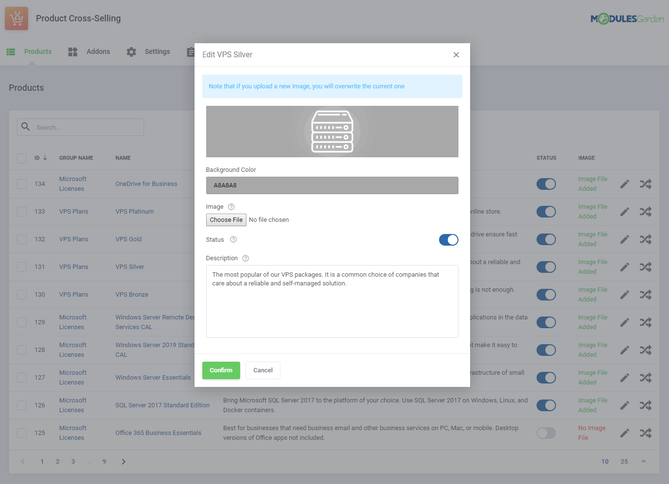 Product Cross-Selling For WHMCS: Module Screenshot 6