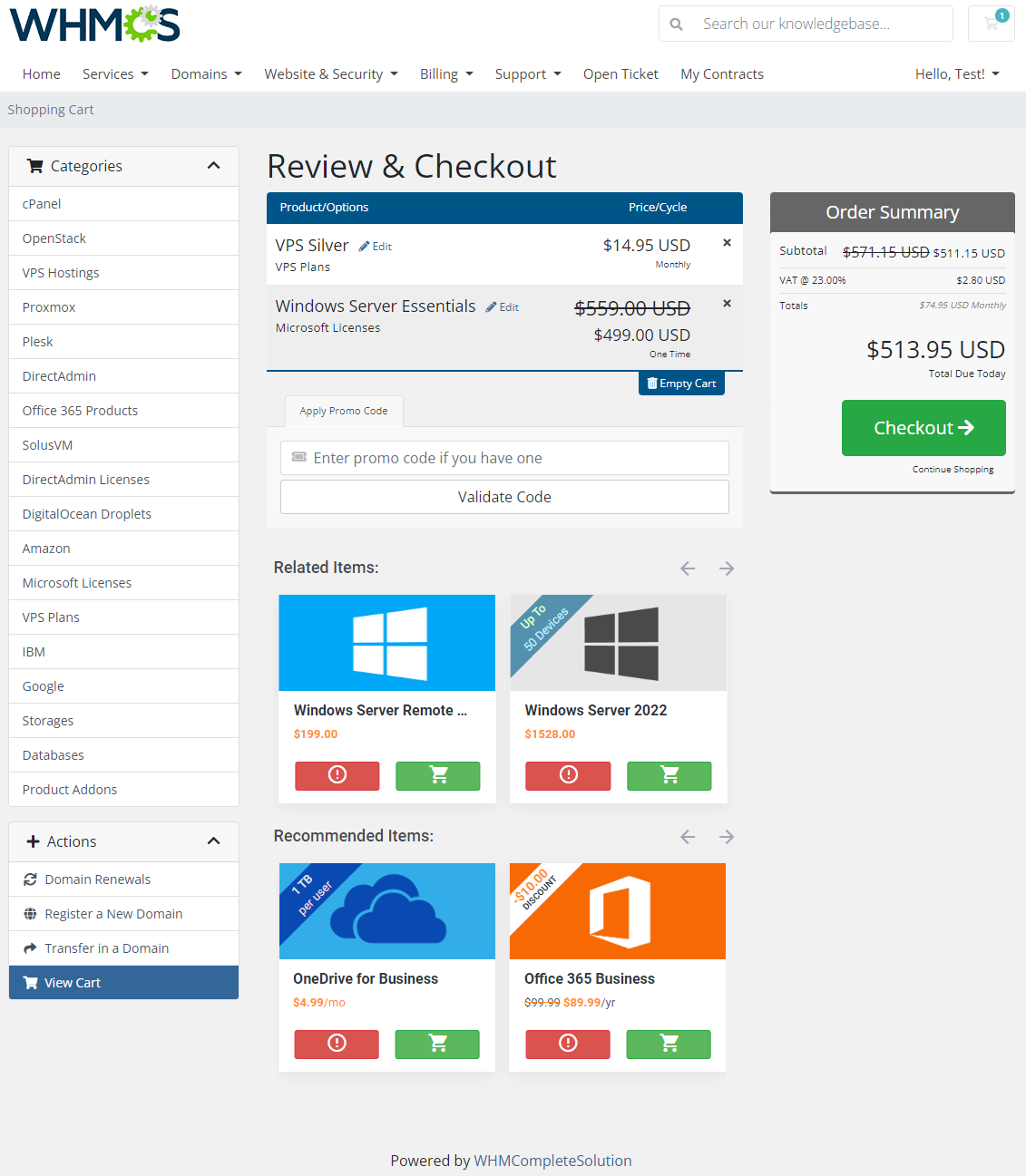 Product Cross-Selling For WHMCS: Module Screenshot 2
