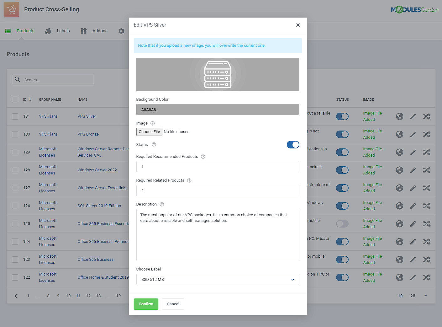 Product Cross-Selling For WHMCS: Module Screenshot 6