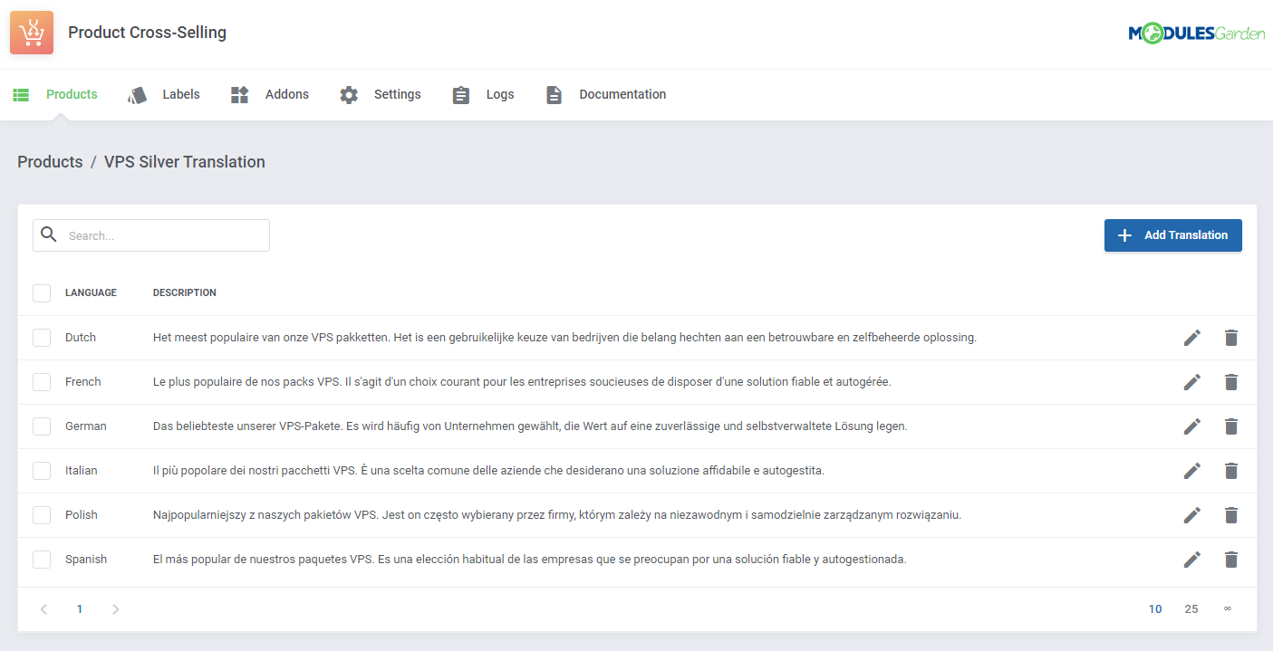 Product Cross-Selling For WHMCS: Module Screenshot 9