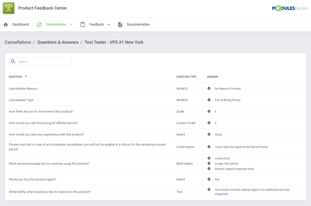 Product Feedback Center For WHMCS: Module Screenshot 7