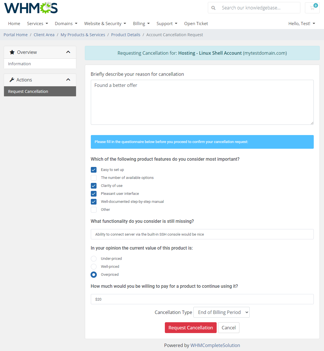 Product Feedback Center For WHMCS: Module Screenshot 4