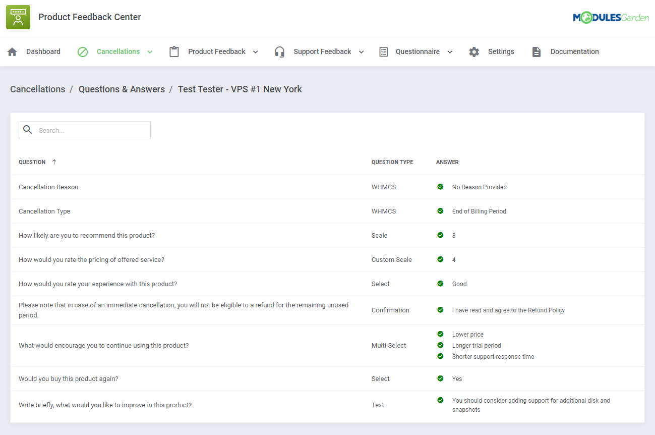 Product Feedback Center For WHMCS: Module Screenshot 9