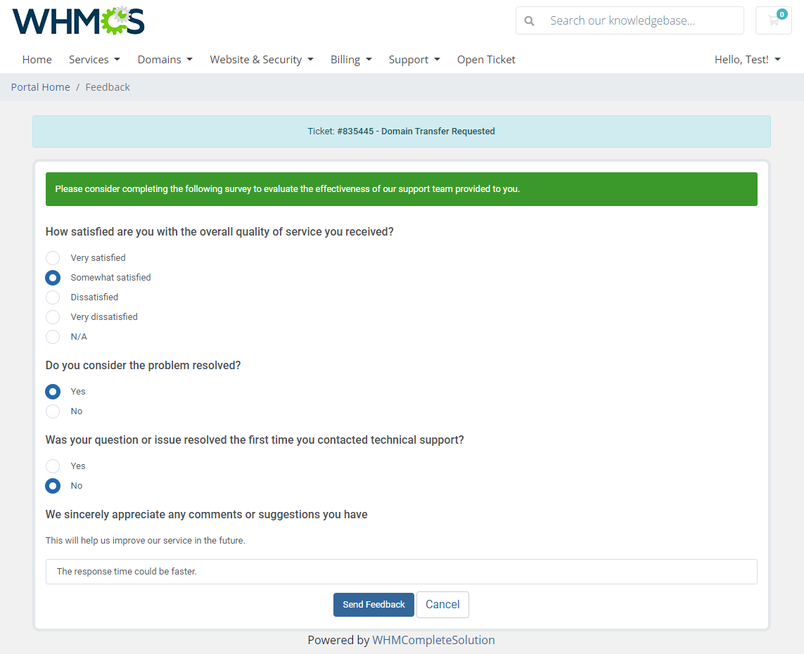 Product Feedback Center For WHMCS: Module Screenshot 3
