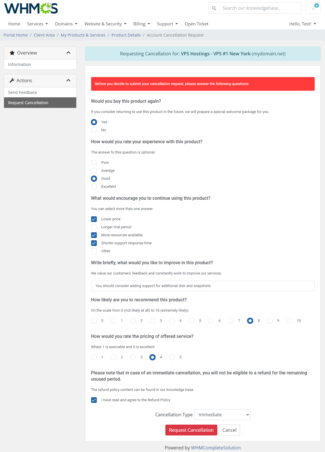 Product Feedback Center For WHMCS: Module Screenshot 2