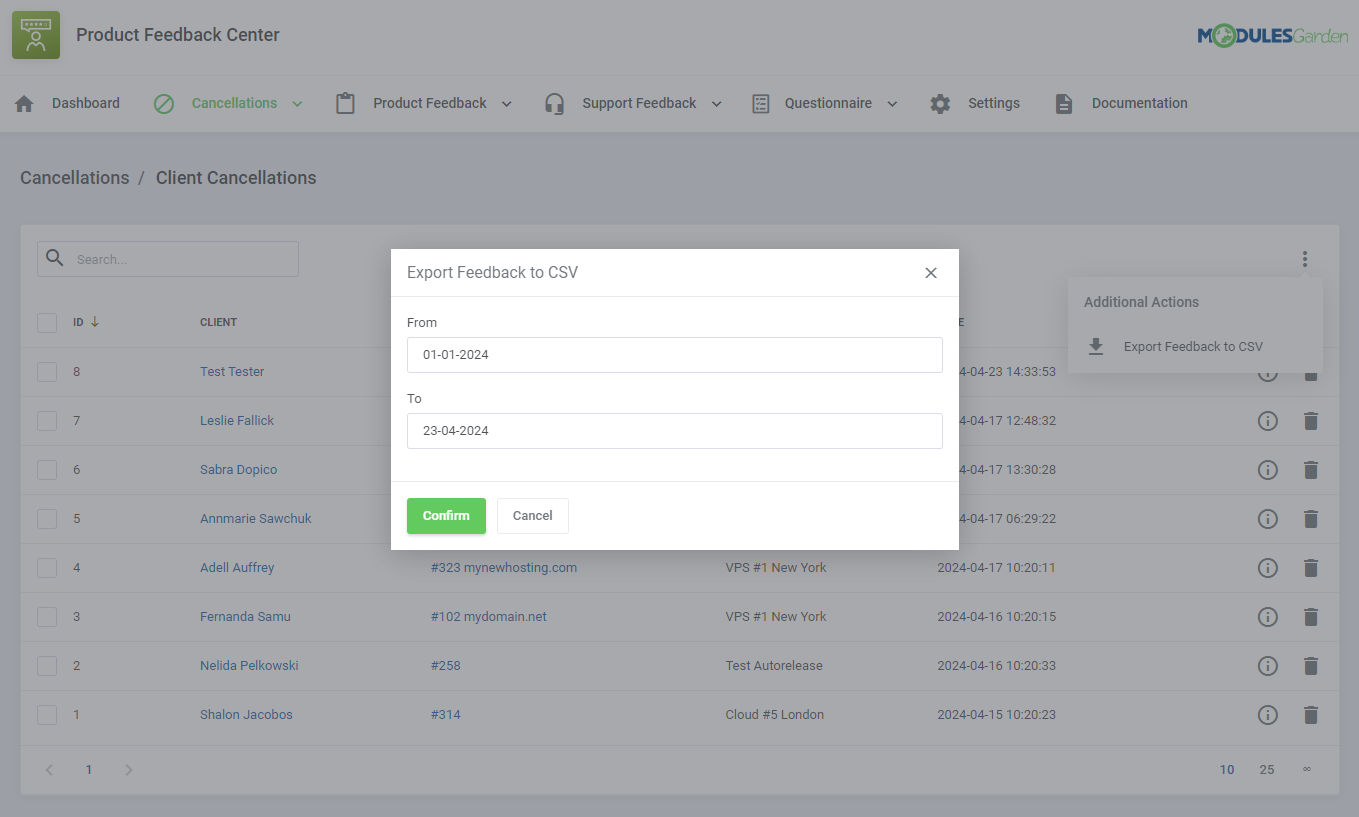Product Feedback Center For WHMCS: Module Screenshot 9