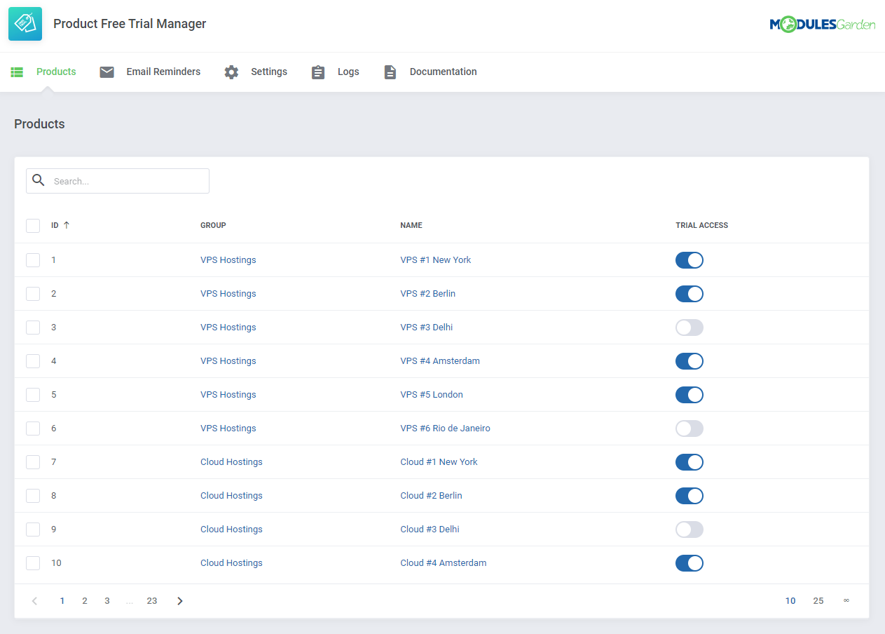 Product Free Trial Manager For WHMCS: Module Screenshot 8