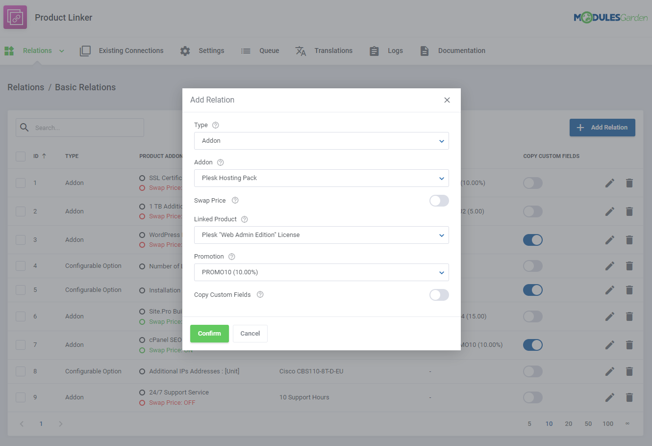 Product Linker For WHMCS: Module Screenshot 4