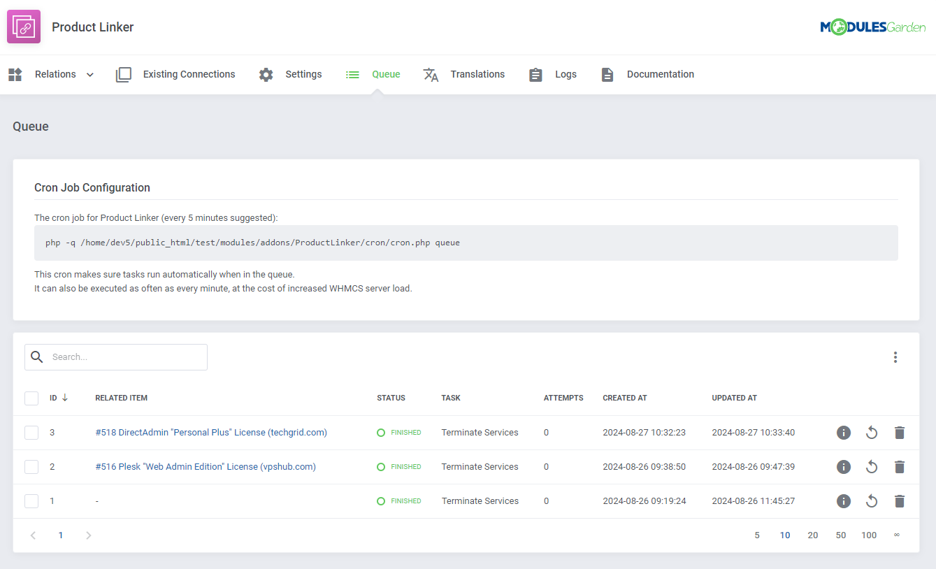 Product Linker For WHMCS: Module Screenshot 9