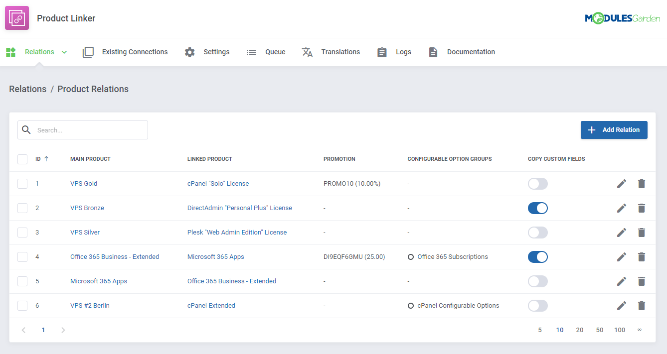 Product Linker For WHMCS: Module Screenshot 5