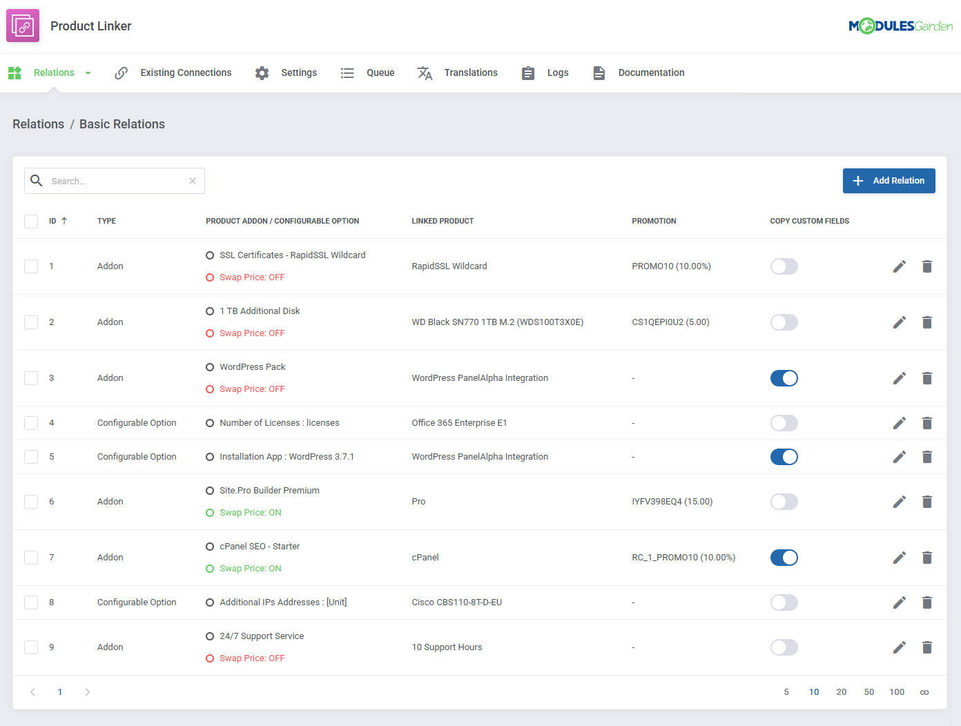 Product Linker For WHMCS: Module Screenshot 3