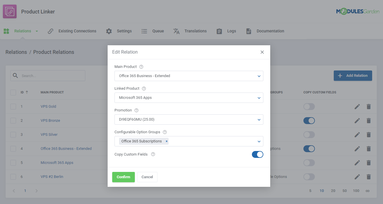 Product Linker For WHMCS: Module Screenshot 6