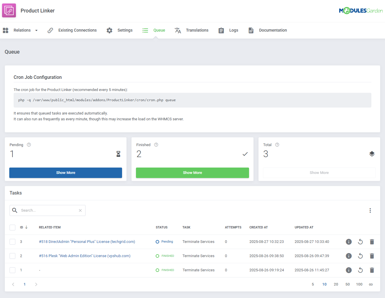 Product Linker For WHMCS: Module Screenshot 9