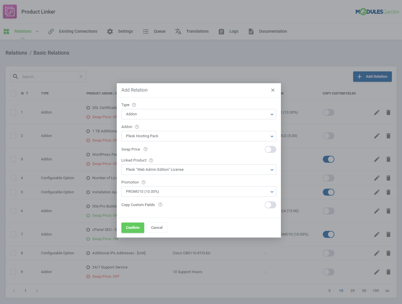 Product Linker For WHMCS: Module Screenshot 4
