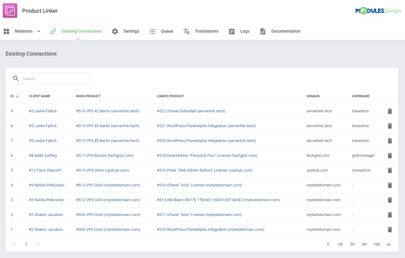 Product Linker For WHMCS: Module Screenshot 7