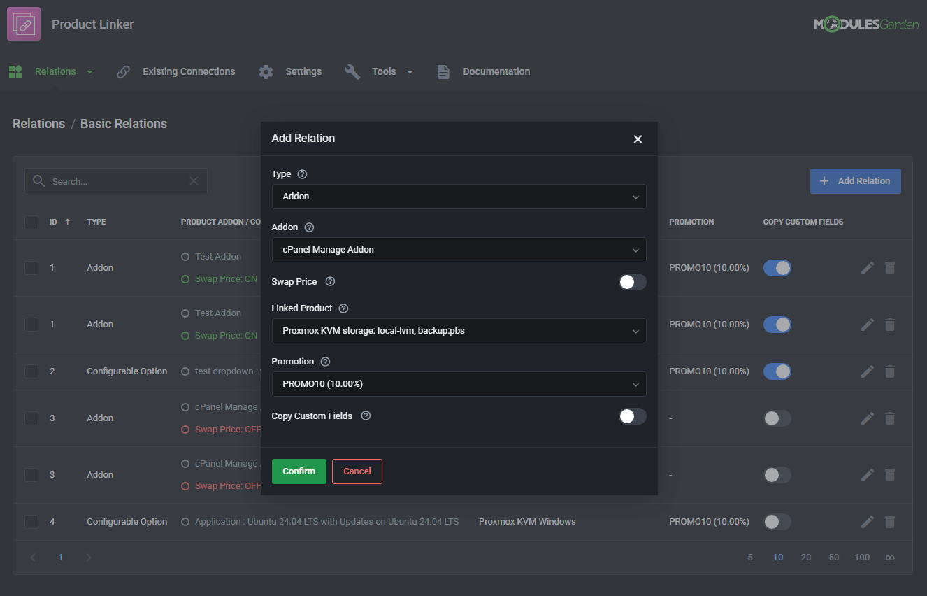 Product Linker For WHMCS: Module Screenshot 15