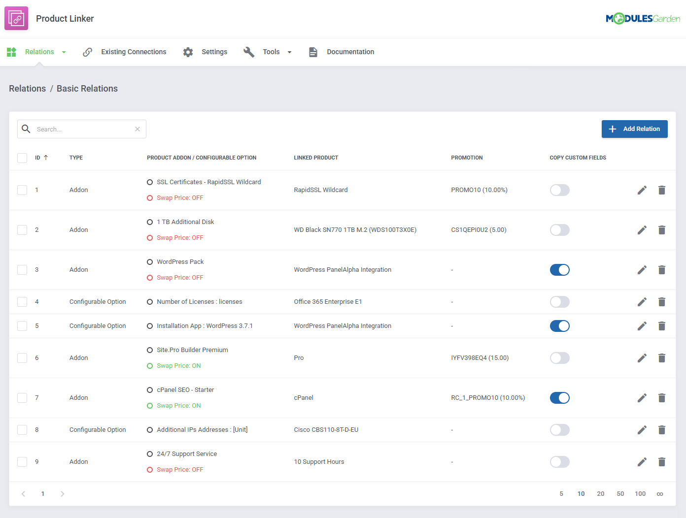 Product Linker For WHMCS: Module Screenshot 3