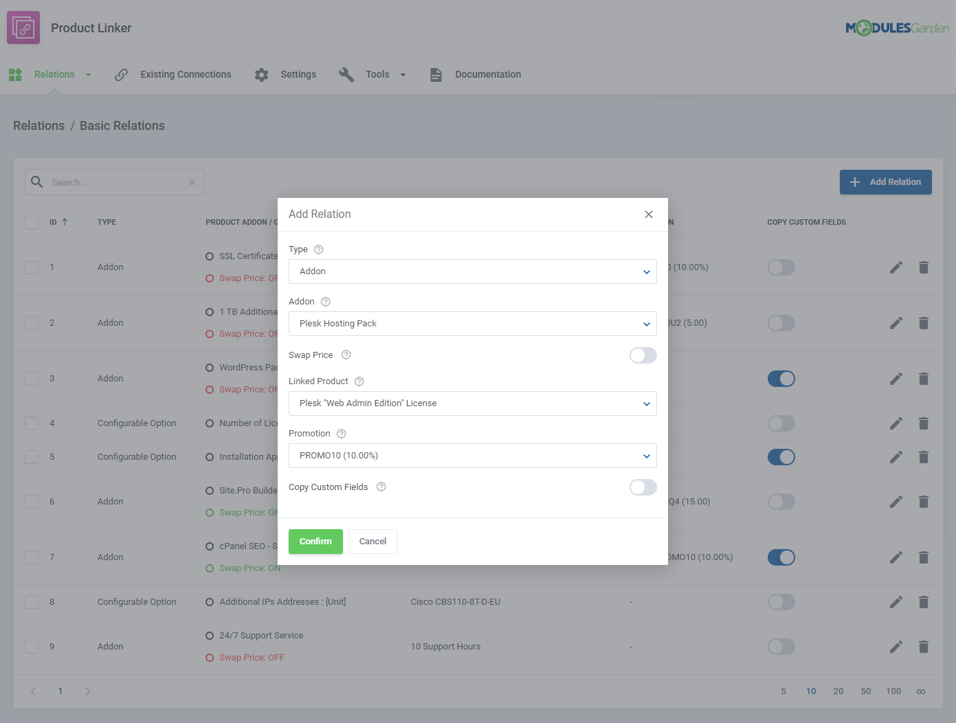 Product Linker For WHMCS: Module Screenshot 4