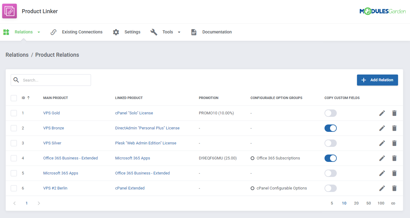 Product Linker For WHMCS: Module Screenshot 5