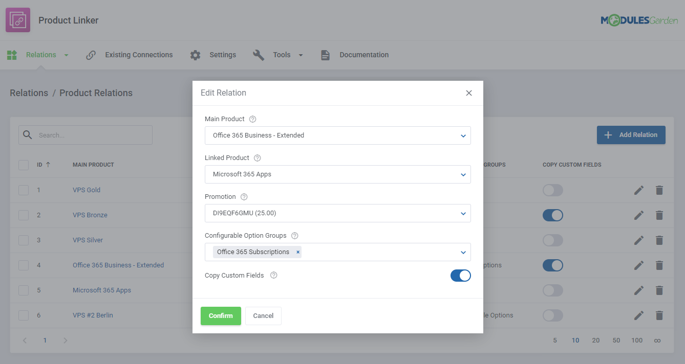 Product Linker For WHMCS: Module Screenshot 6