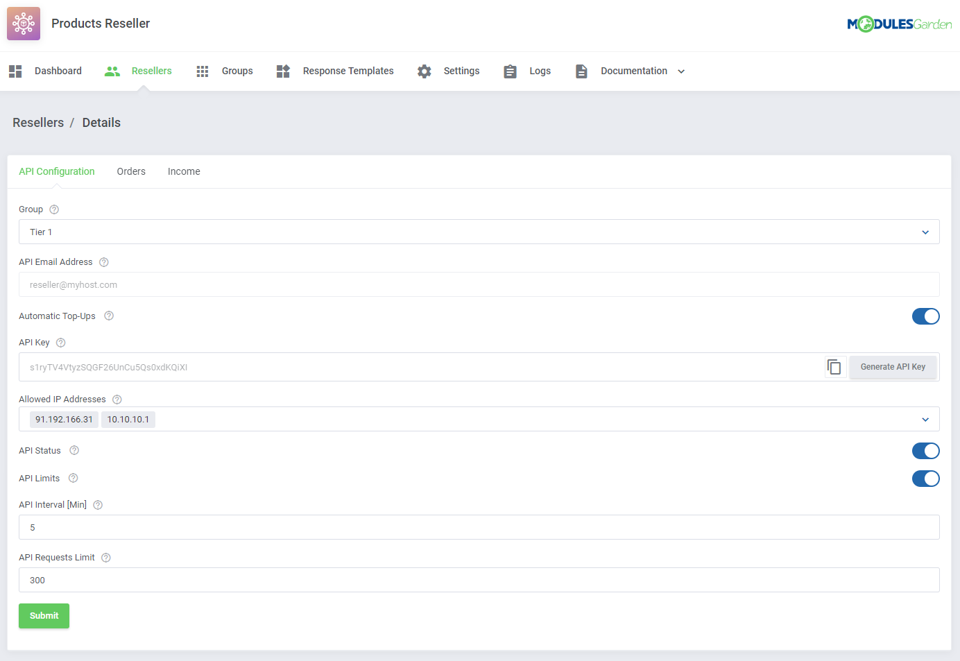 Products Reseller For WHMCS: Module Screenshot 4