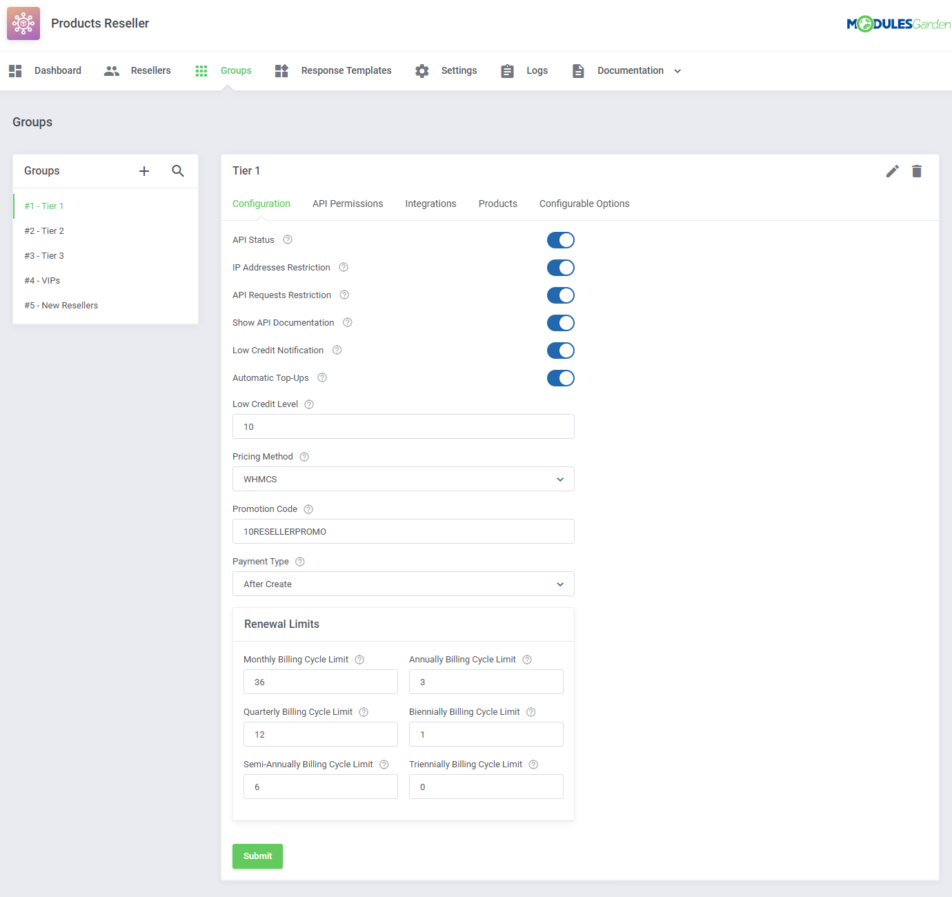 Products Reseller For WHMCS: Module Screenshot 8