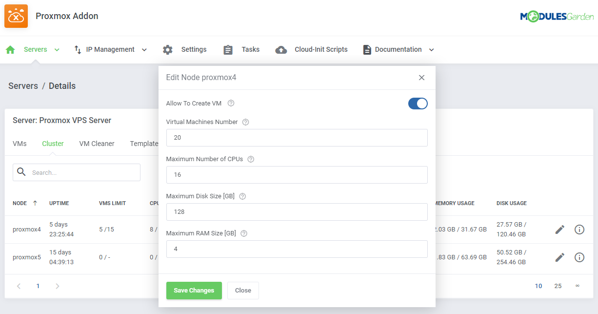 Proxmox VE Cloud VPS For WHMCS: Module Screenshot 31