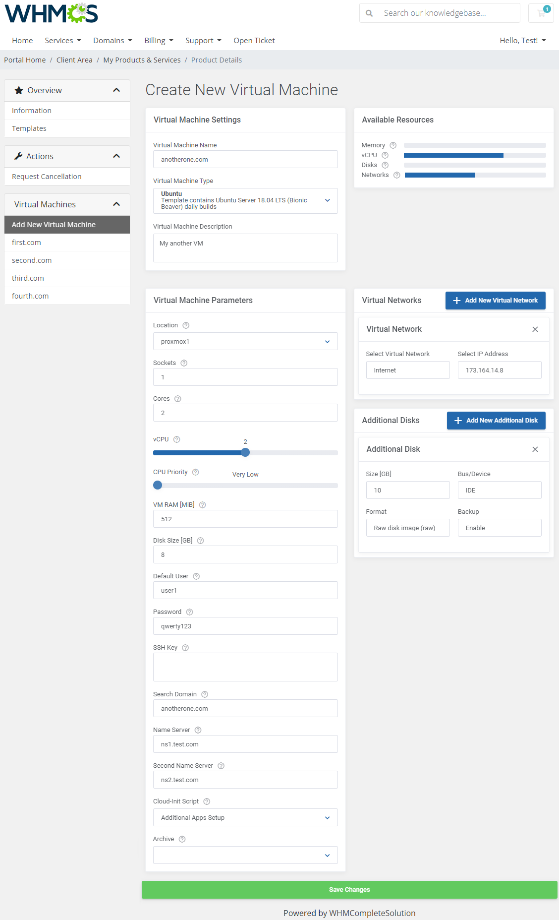 Proxmox VE Cloud VPS For WHMCS: Module Screenshot 2