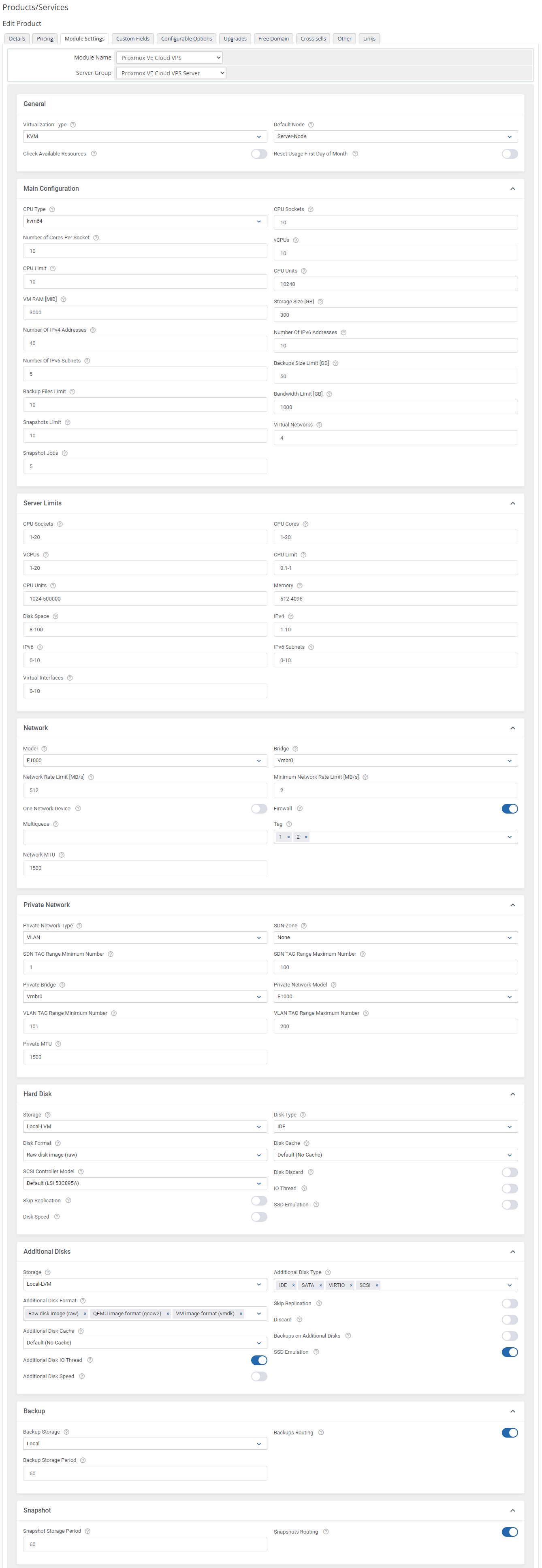 Proxmox VE Cloud VPS For WHMCS: Module Screenshot 52