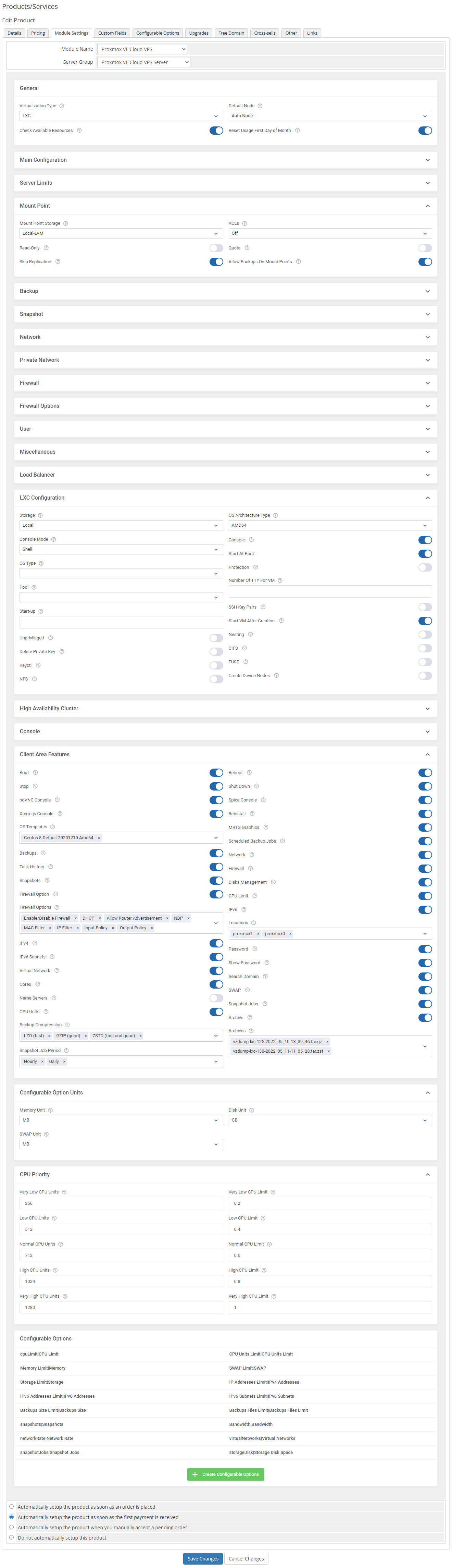 Proxmox VE Cloud VPS For WHMCS: Module Screenshot 55
