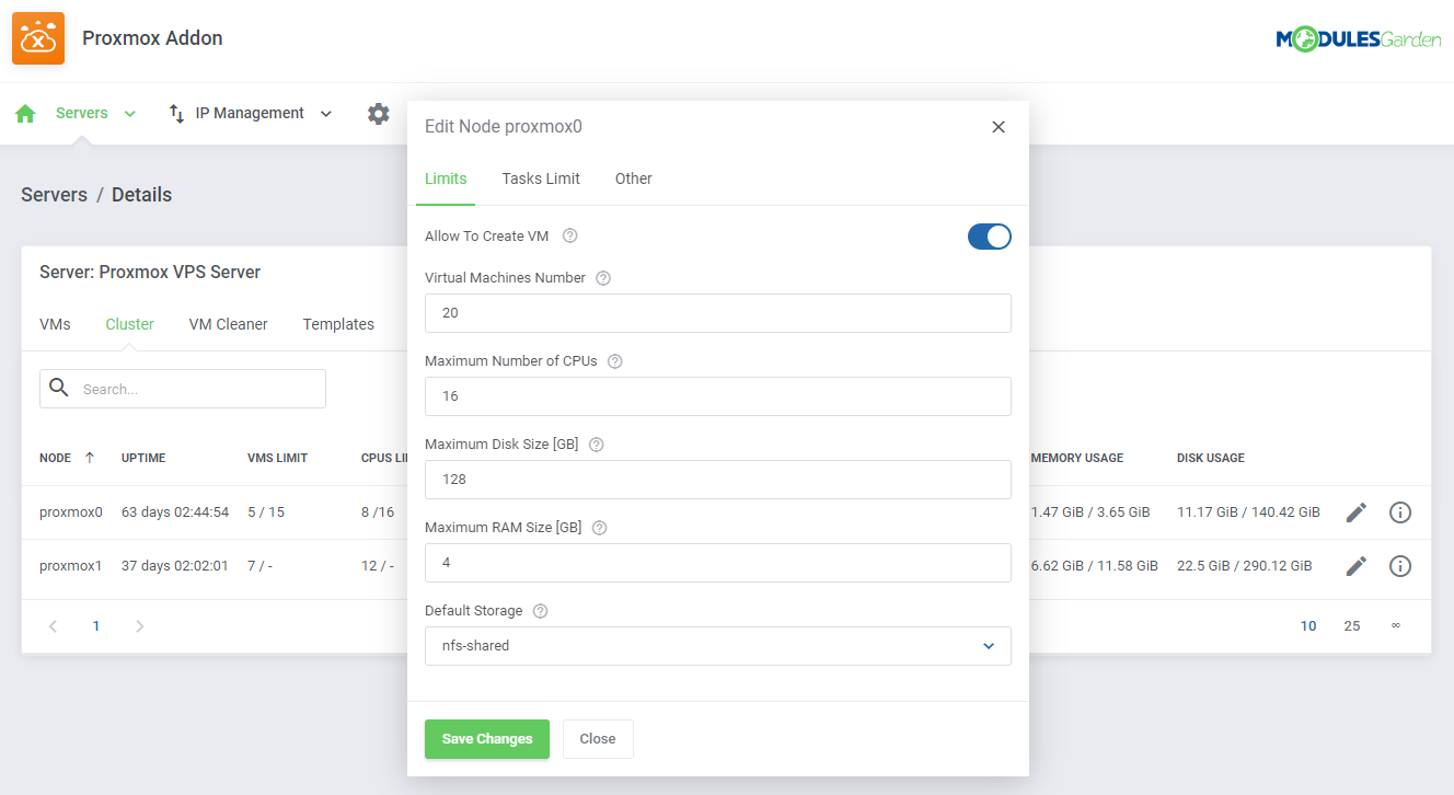 Proxmox VE Cloud VPS For WHMCS: Module Screenshot 30