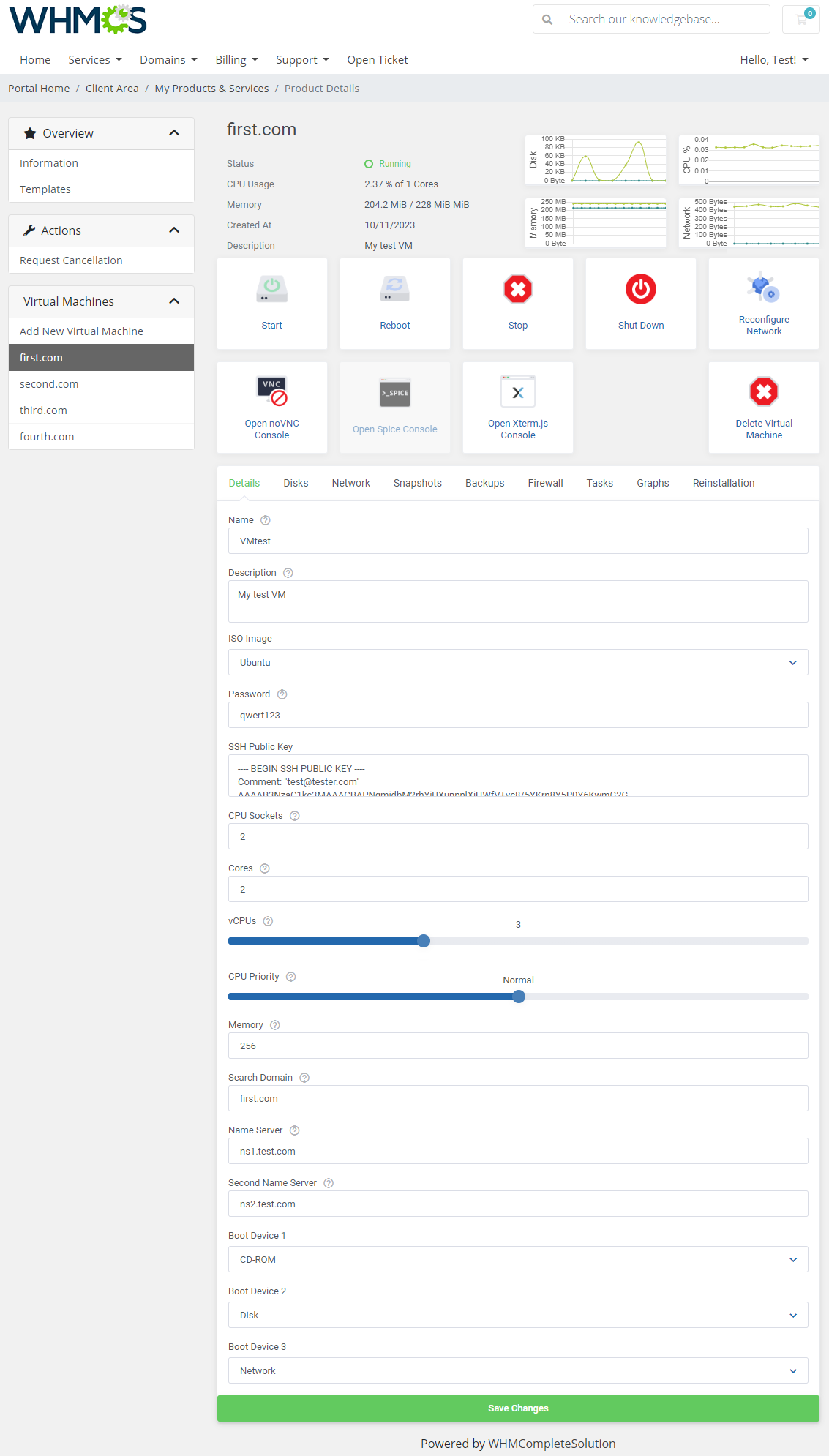 Proxmox VE Cloud VPS For WHMCS: Module Screenshot 3
