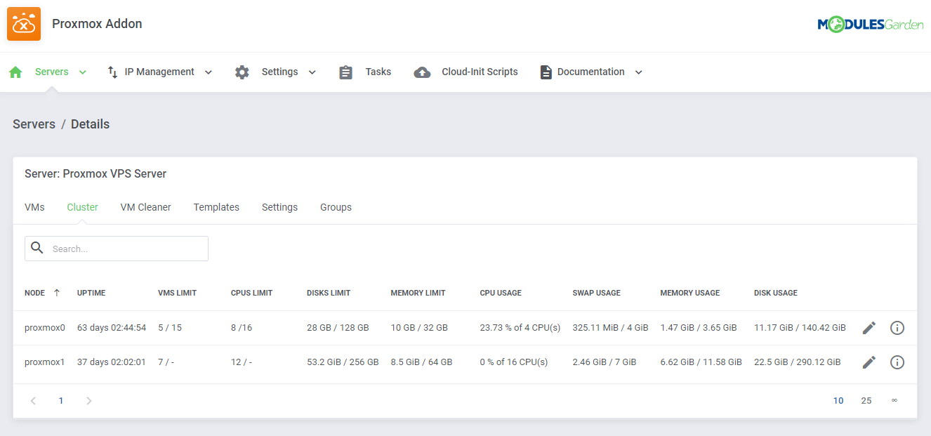 Proxmox VE Cloud VPS For WHMCS: Module Screenshot 31