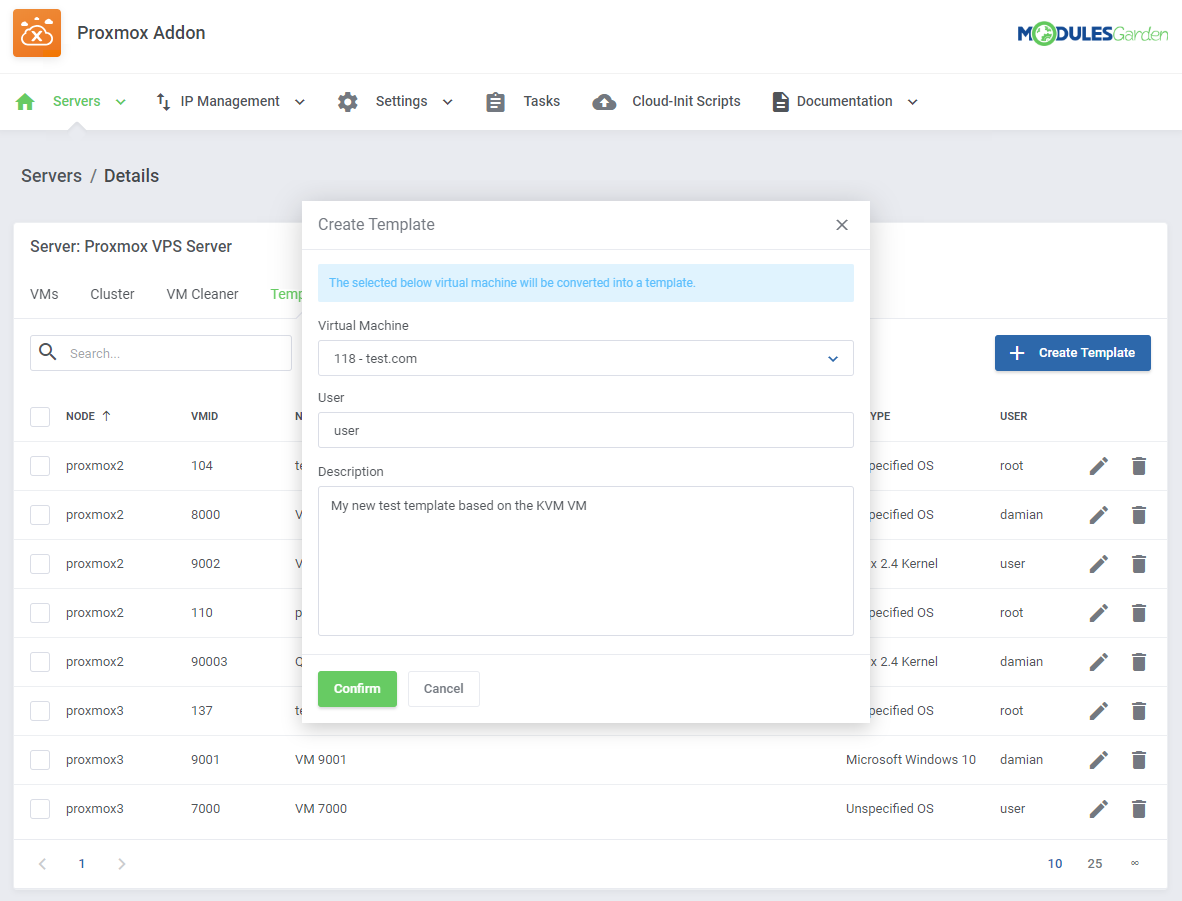 Proxmox VE Cloud VPS For WHMCS: Module Screenshot 38