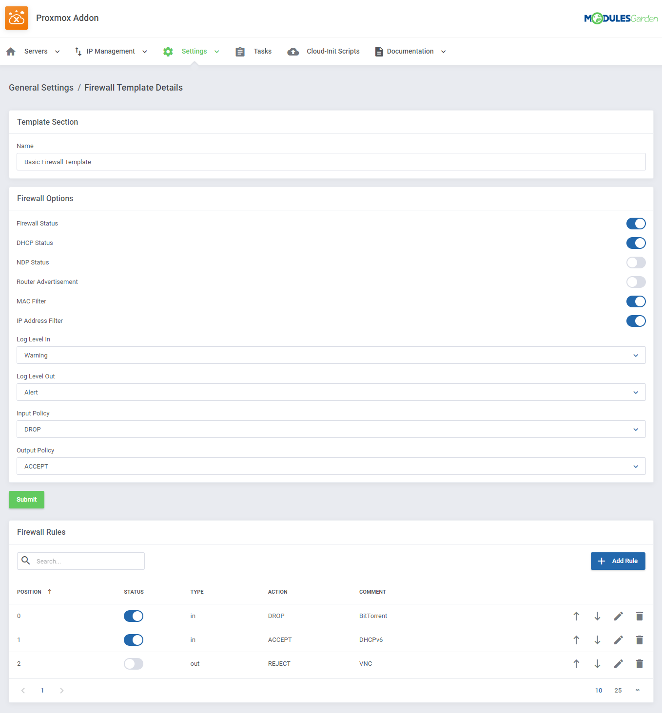 Proxmox VE Cloud VPS For WHMCS: Module Screenshot 54