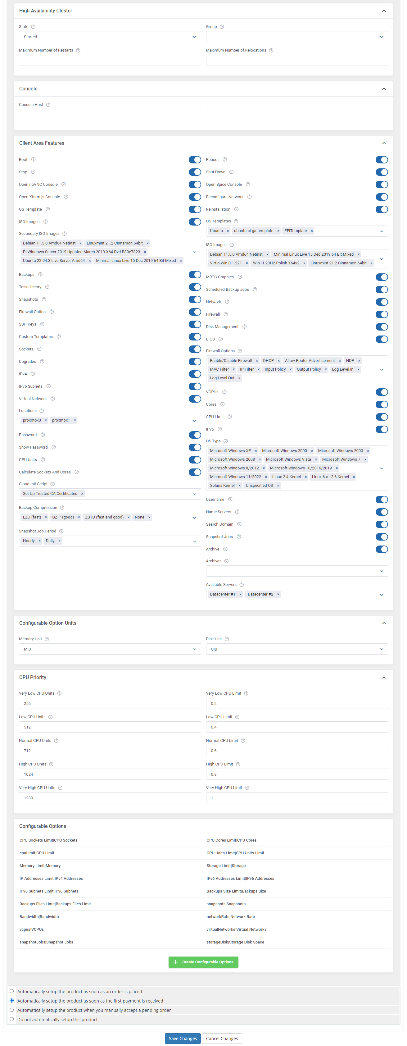 Proxmox VE Cloud VPS For WHMCS: Module Screenshot 62
