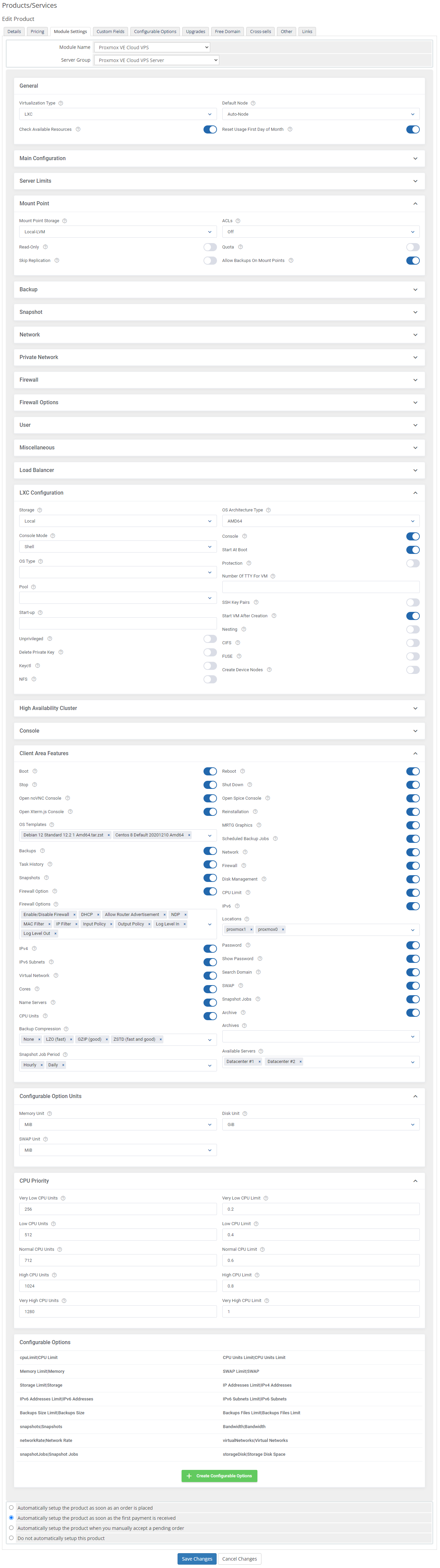 Proxmox VE Cloud VPS For WHMCS: Module Screenshot 63
