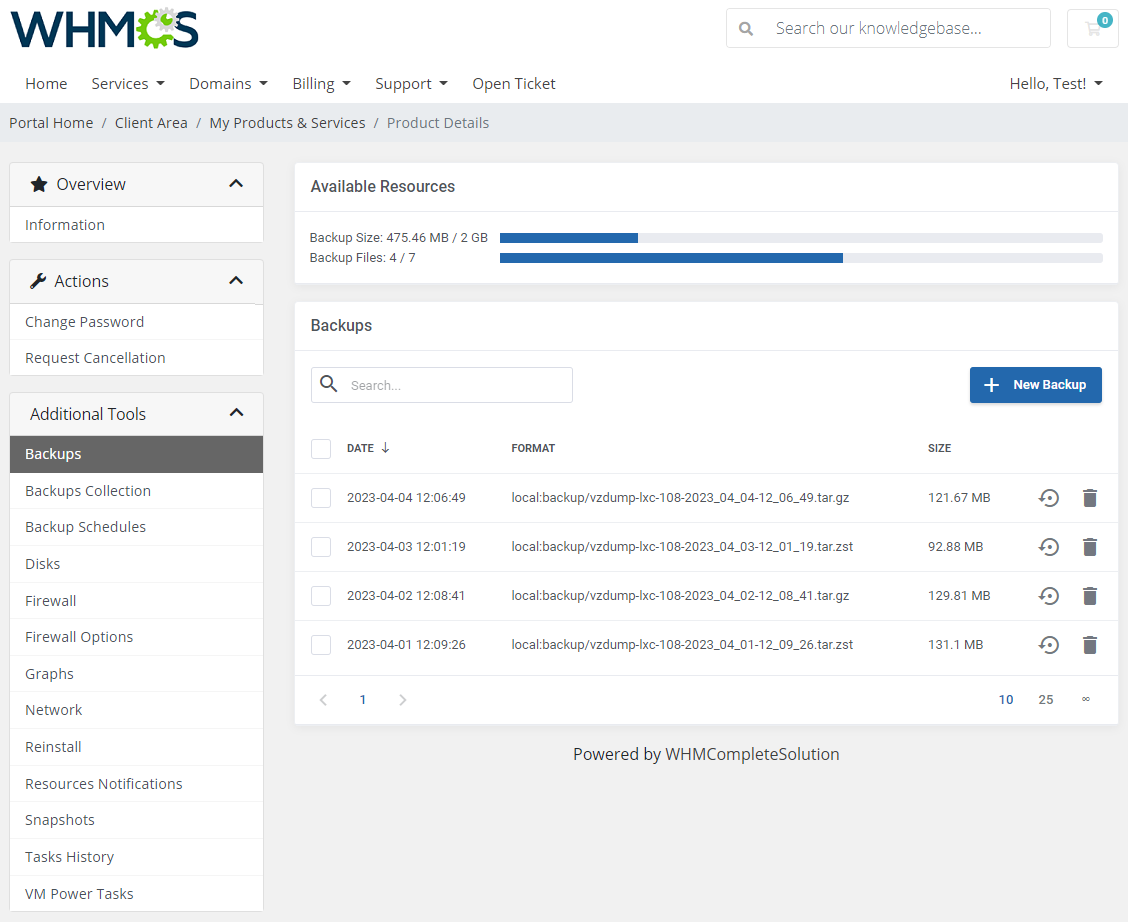 Proxmox VE VPS For WHMCS: Module Screenshot 3