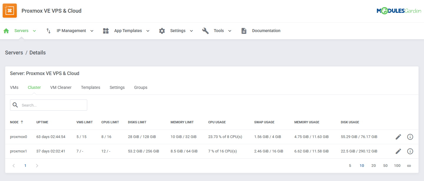 Proxmox VE VPS & Cloud For WHMCS: Module Screenshot 37