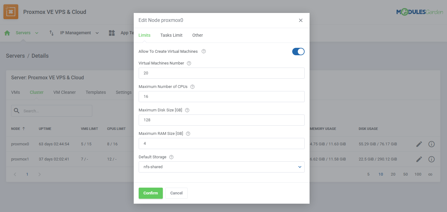 Proxmox VE VPS & Cloud For WHMCS: Module Screenshot 38