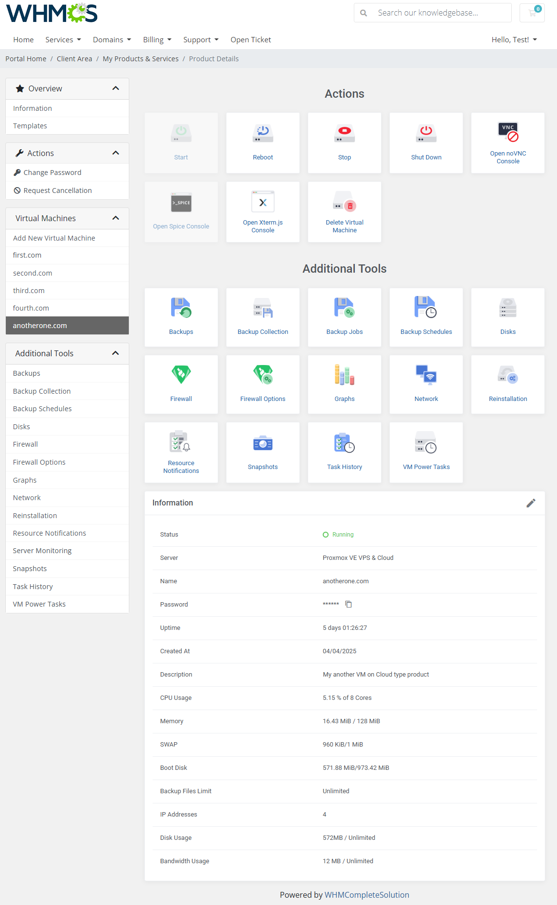 Proxmox VE VPS & Cloud For WHMCS: Module Screenshot 4