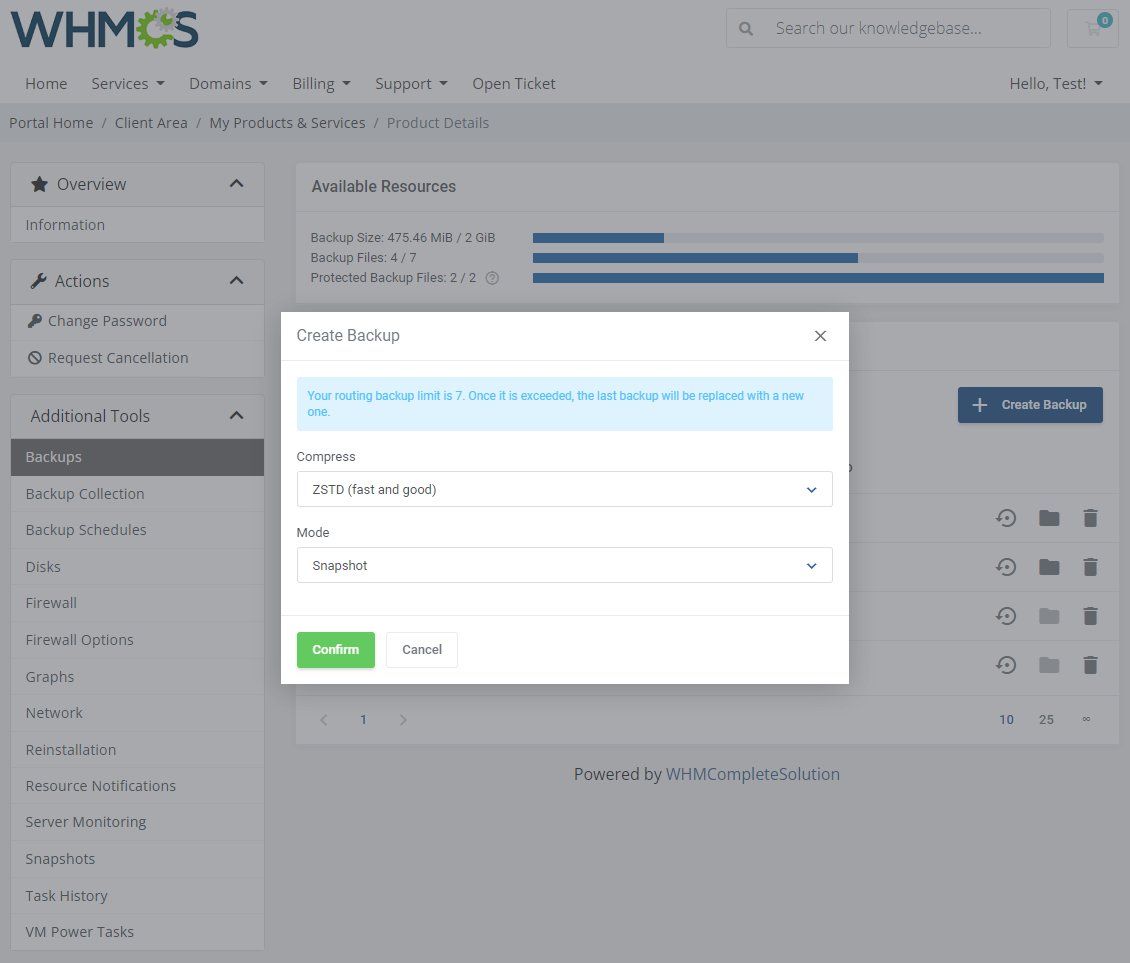 Proxmox VE VPS & Cloud For WHMCS: Module Screenshot 6