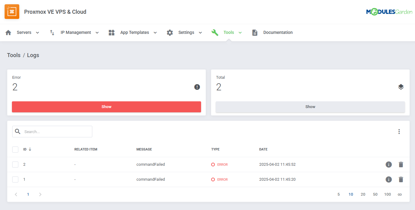 Proxmox VE VPS & Cloud For WHMCS: Module Screenshot 65