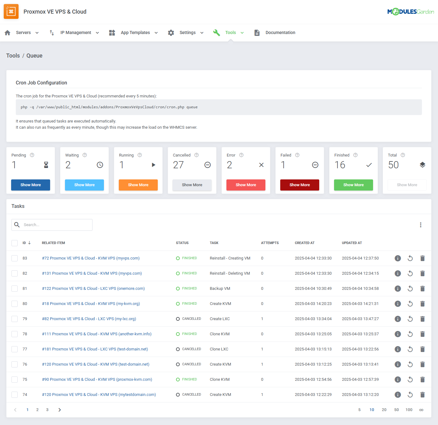 Proxmox VE VPS & Cloud For WHMCS: Module Screenshot 66